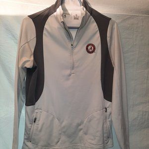 NWOT ANTIGUA WOMENS MEDIUM 1/2 ZIP WHITE/GRAY L.S. PULLOVER W/ RED ALABAMA LOGO